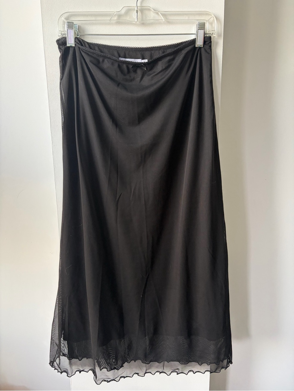 twik Black Sheer-Layered Midi Skirt